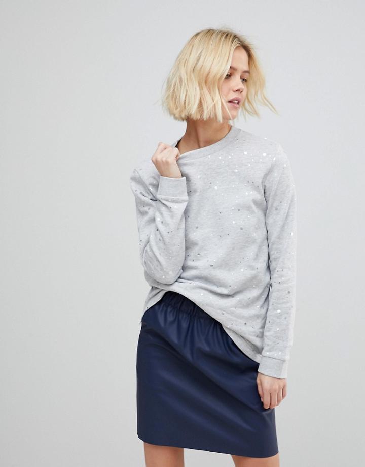 B.young Metallic Polka Dot Sweatshirt - Gray