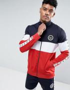 Hype Track Jacket In Tri-color Panels With Taping - Navy