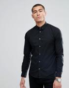 Emporio Armani Slim Fit Stretch Poplin Shirt In Black - Black