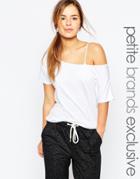 One Day Petite Off Shoulder Jersey Top - White