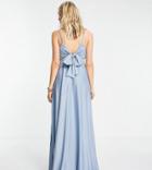 Asos Design Tall Cami Plunge Tie Back Midi Dress In Dusky Blue-blues