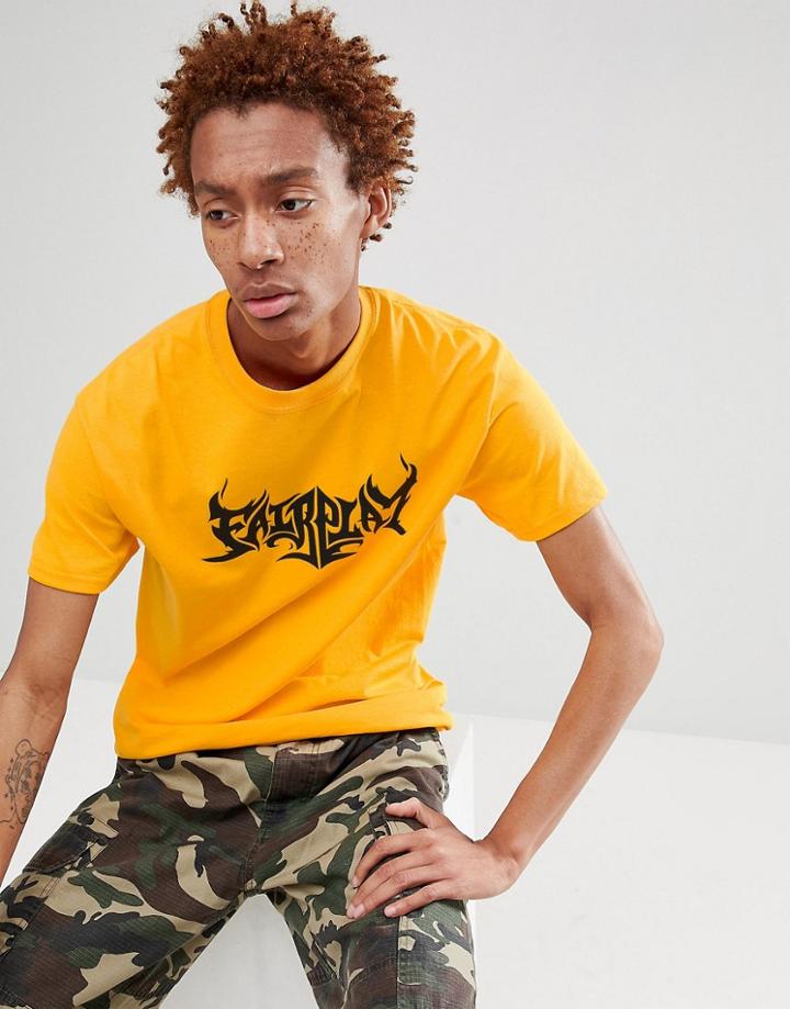 Fairplay Flame Logo Print T-shirt In Yellow - Yellow
