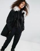 Asos Oversized Parka With Padded Liner - Black