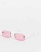 Topshop Metal Square Sunglasses-pink