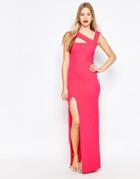 Honor Gold Maxi Dress With Cut Out Detail And Side Split - Pink
