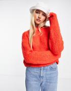 Asos Design Boxy Chunky Stitch Sweater In Red