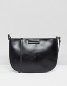 Asos Leather Clean Curved Edge Cross Body Bag - Black
