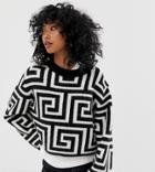 Weekday Sweater With Geometric Roman Print In Mono-multi