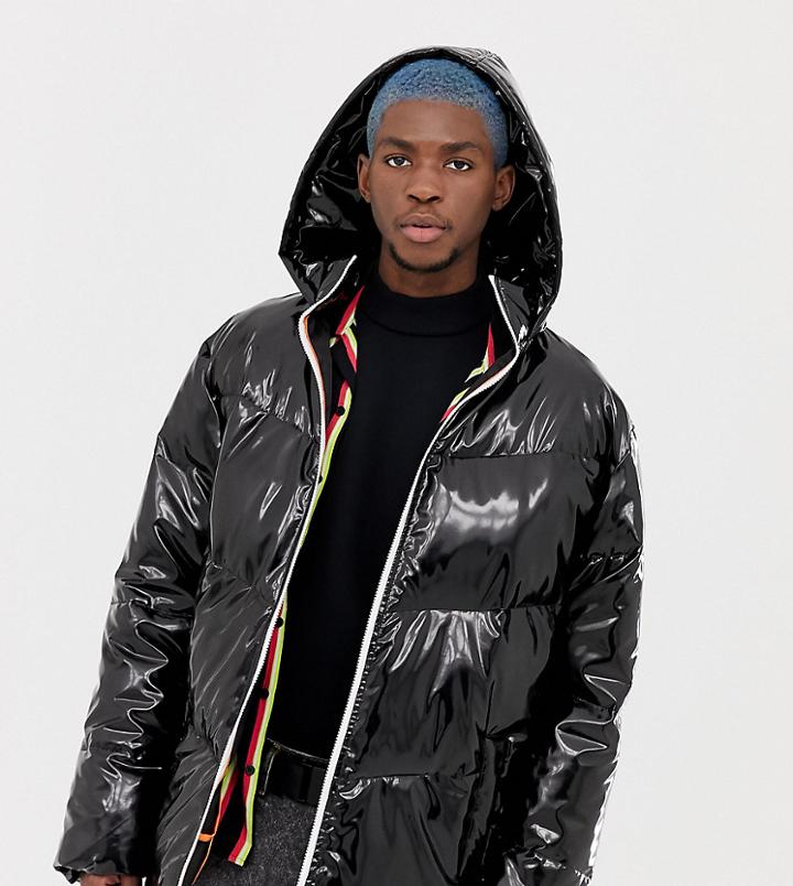 Collusion High Shine Hooded Puffer Jacket
