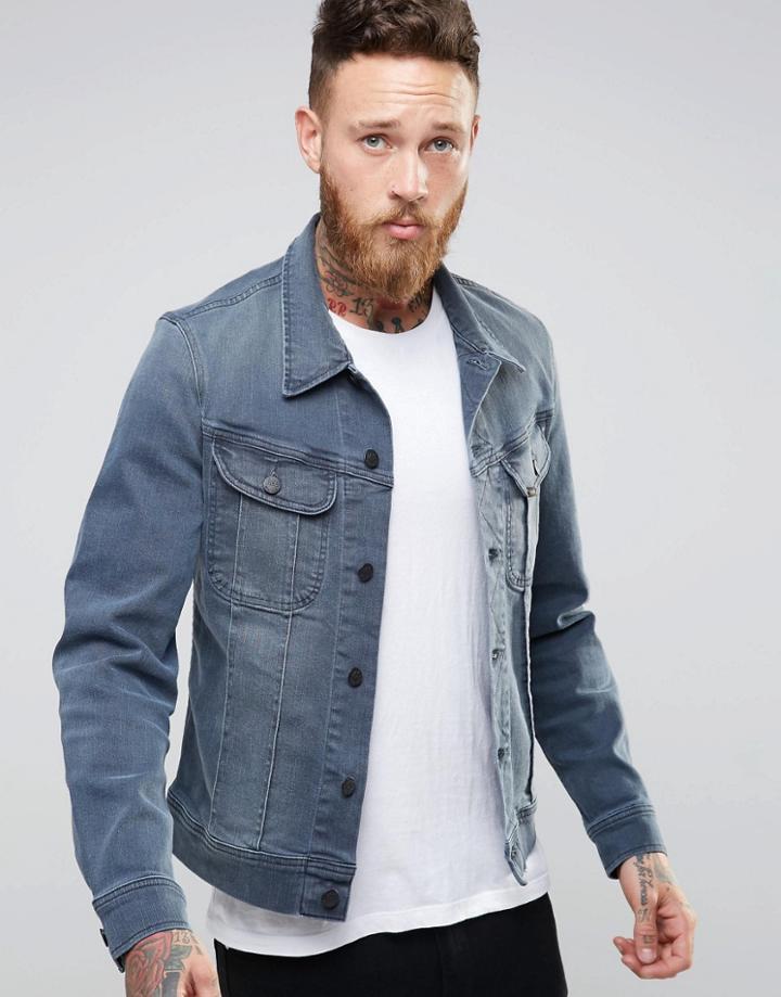 Lee Rider Slim Denim Jacket Chisel Gray - Gray