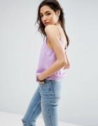 Asos Woven Cami Top With Double Layer - Purple