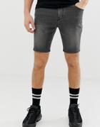 Asos Design Skinny Denim Shorts In Washed Black - Black