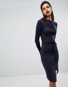 Y.a.s Tiffani Drapey High Neck Dress - Black