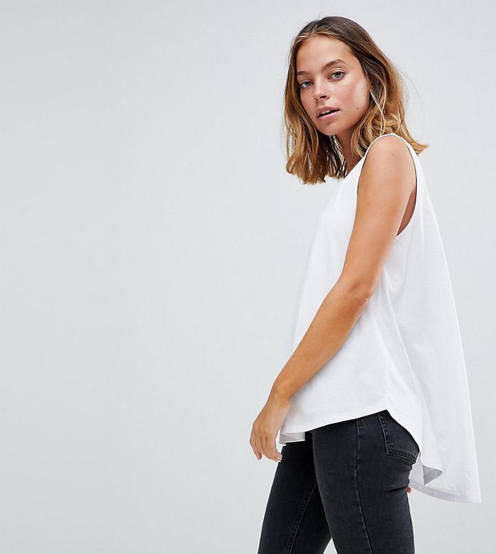 Asos Petite Tank In Swing Fit With Scoop Hem - White