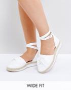 Lost Ink Wide Fit White Bow Espadrilles - White