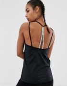 Asos 4505 Logo Elastic Strap Back Cami Top-black