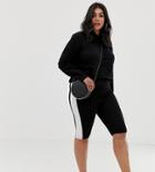 Pink Clove Legging Shorts With Side Stripe - Black