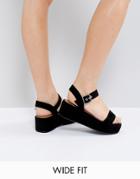 Asos Toucan Wide Fit Wedge Sandals - Black