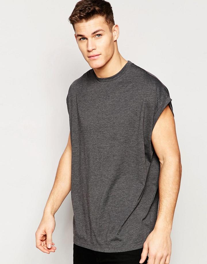 Asos Super Oversized T-shirt In Charcoal - Charcoal Marl