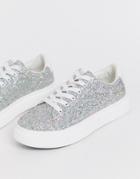 Asos Design Doro Chunky Lace Up Sneakers In Glitter - Multi