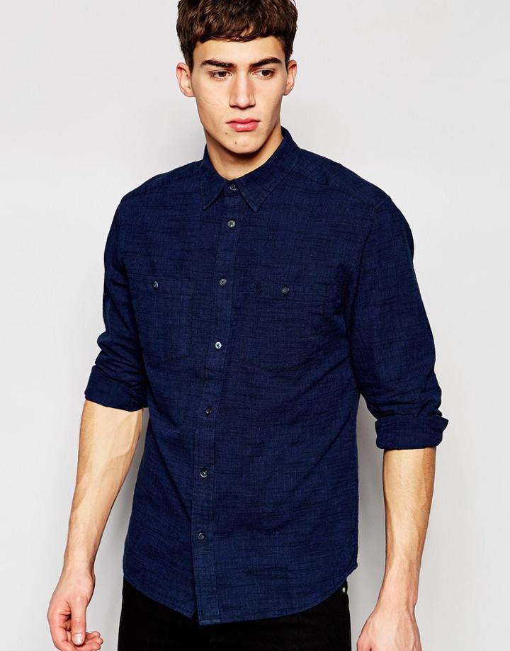 Wrangler Long Sleeve Pocket Shirt - Navy