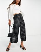 River Island Polka Dot Culotte Pants In Black-navy