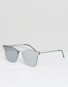 Spitfire Flat Lens Sunglasses With Mirror Lens And Silver Metal Double