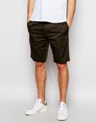 Asos Mid Length Skinny Shorts In Dark Khaki - Dark Khaki