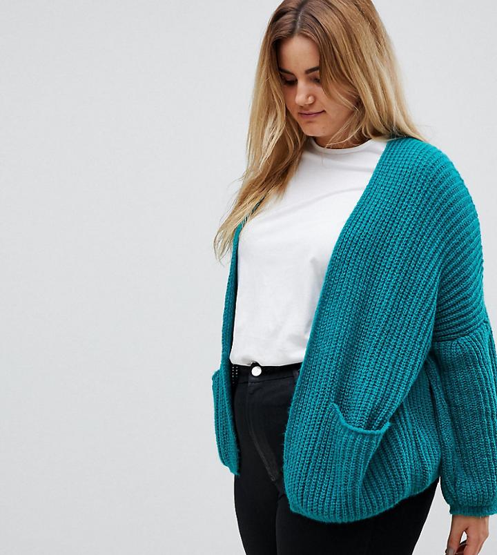 Asos Curve Oversized Chunky Cardigan - Green