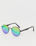 Asos Design Round Sunglasses With Colored Mirror Lenses - Multi