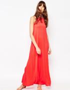 Asos Pleated Swing Maxi Dress - Red