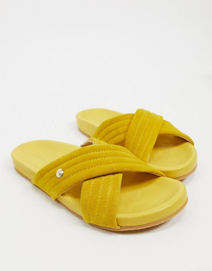 Fiorelli Uma Suede Slides In Mustard-yellow