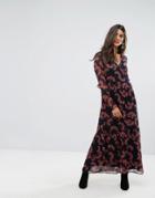 Vero Moda Floral Print Maxi Dress - Navy