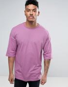 Asos Oversized T-shirt With Half Sleeve In Purple - Purple