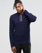Adpt Long Sleeved Knitted Polo Shirt - Navy