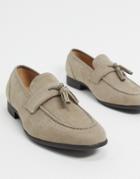 Asos Design Loafers In Gray Faux Suede With Natural Sole-grey