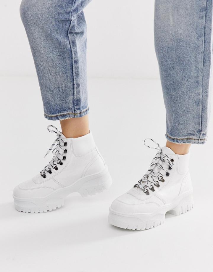 Asos Design Dash Chunky Hi Top Sneakers In White Croc