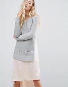 Qed London Sweater With Split Sides - Gray
