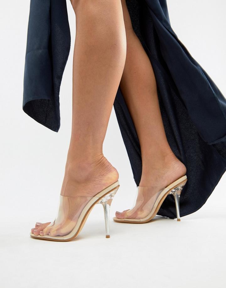 Public Desire Chicago Clear Heeled Mule - Beige