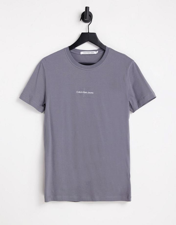 Calvin Klein Jeans Tonal Monogram Logo T-shirt In Gray