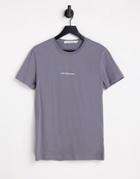 Calvin Klein Jeans Tonal Monogram Logo T-shirt In Gray