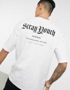 Jack & Jones Originals Oversized T-shirt With 'stray Youth' Back Print In White