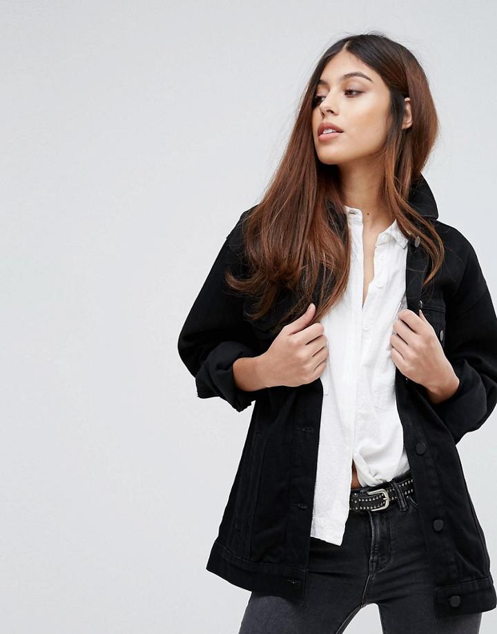 Warehouse Oversized Denim Jacket - Black