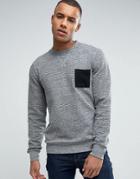 Esprit Crew Neck Sweatshirt With Contrast Pocket - Gray