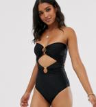 Unique21 Double O Ring Bandeau Swimsuit - Black