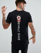 Religion Halloween T-shirt With Deadly Sins Back Print - Black