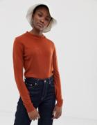 Asos Design Fine Knit Crop Sweater - Red