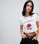 Milk It Vintage Shrunken T-shirt With Rose Print - White
