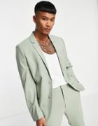 Asos Design Skinny Notch Neck Suit Jacket In Sage Green