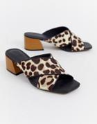Asos Design Tiana Leather Premium Mule Sandals In Leopard Print-multi